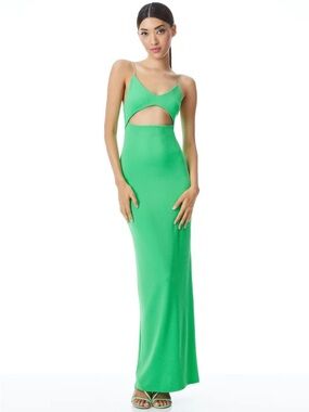 Alice + Olivia Garden Green Cutout Maxi Dress